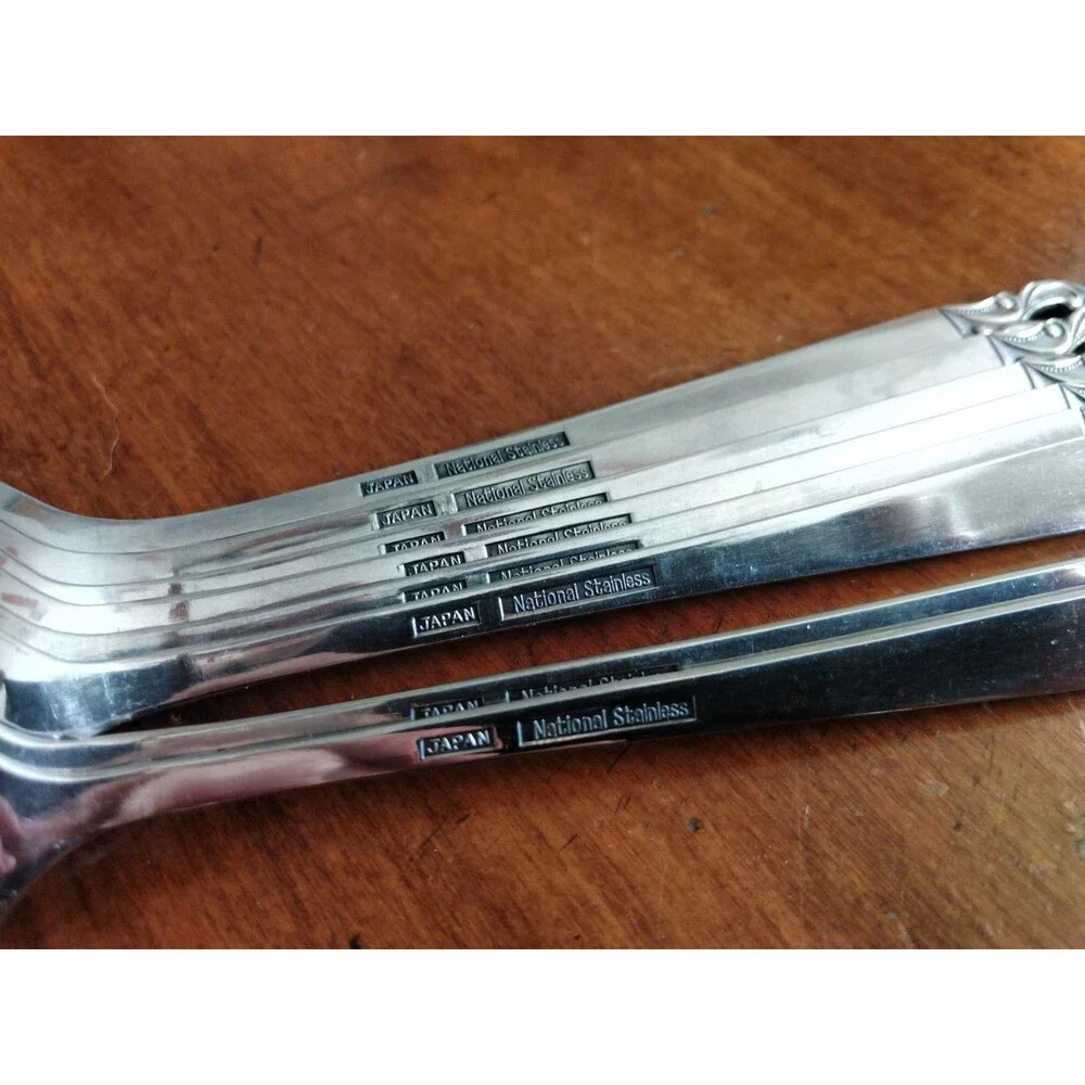 Lot 8x Iced Teaspoons Olaf Flatware National Stainless Silverware Japan MCM 7.8